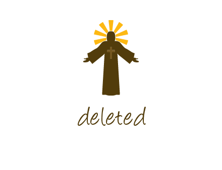 Jesus with cross and sun rays logo